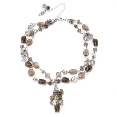 17" +3" QUARTZ & SILVERTONE NECKLACE