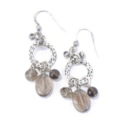 QUARTZ & SILVERTONE CIRCLE EARRINGS