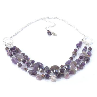 17" +3" AMETHYST & SILVERTONE NECKLACE