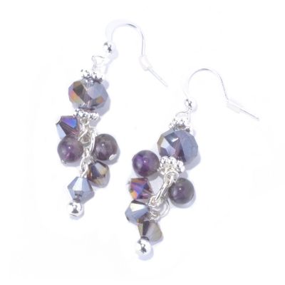 AMETHYST & SILVERTONE EARRINGS