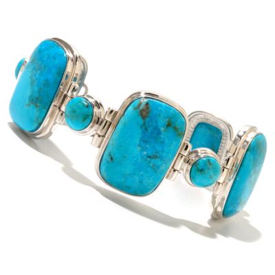 130-211 - Gem Insider Sterling Silver 8-9'' Turquoise Toggle Bracelet
