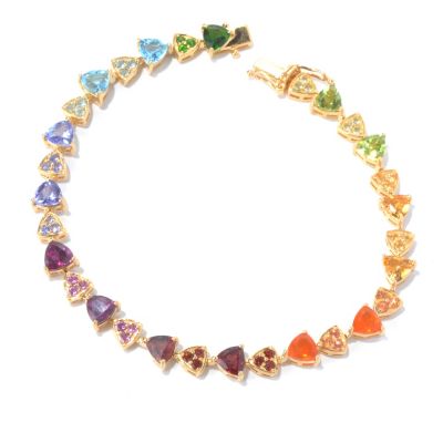 130-213 - NYC II 7.25'' Trillion Shaped & Pave Set Multi Gemstone Tennis Bracelet 