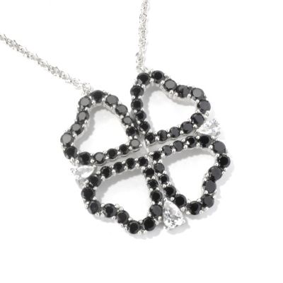 130-216 - NYC II 22'' Black Spinel & White Topaz Convertable 4-Heart Necklace 