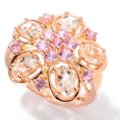 130-217 - NYC II 2.32ctw Morganite & Pink Sapphire Flower Ring 