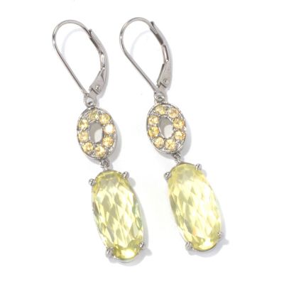 SS/18KV & BLK RHOD EAR ELONGATED GEM & FANCY SAPH DROP