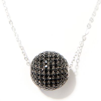 130-228 - NYC II Black Spinel Round Bead Pendant w/ 18" Chain 