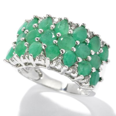 130-233 - NYC II 3.07ctw Sakota Emerald & White Zircon Polished Ring