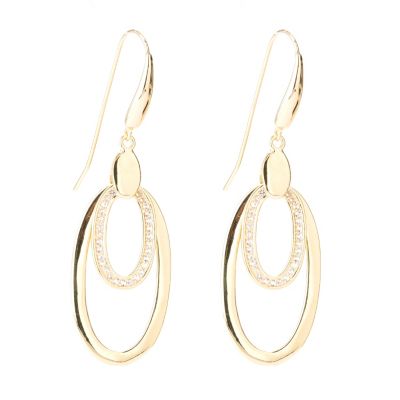 130-258 - Milano Luxe Gold Embraced&trade; White Topaz Double Oval Drop Earrings 