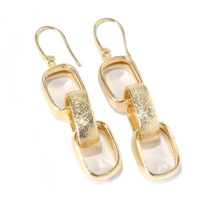 BRONZE/18KGP EAR HIGH POLISH & TEXTURED CUBE LINK TRIO