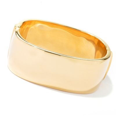 BRONZE/18KGP BRAC HIGH POLISH HINGED SQUARE BANGLE