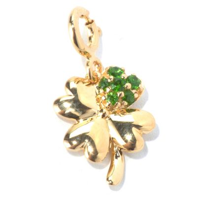 SS/P CHARM CHROME DIOPSIDE 4-LEAF CLOVER