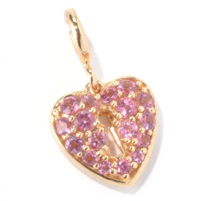 130-284 - NYC II Pink Tourmaline Heart Locket Drop Charm 
