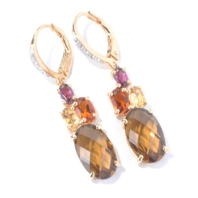 130-288 - NYC II 1.5'' White Topaz & Multi Gemstone Drop Earrings w/ Lever Backs 