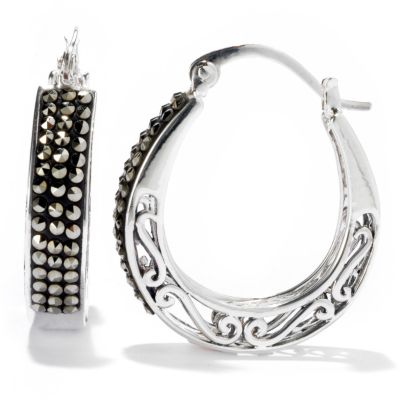 130-292 - Dallas Prince Sterling Silver 1.25'' Earrings Made w/ Swarovski&reg; Marcasite