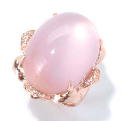 130-296 - Dallas Prince Designs 25 x 18mm Oval Rose Quartz Doublet & White Zircon Flower Ring 