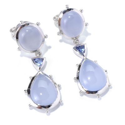 130-298 - Dallas Prince Designs Sterling Silver Blue Chalcedony & Tanzanite Drop Earrings