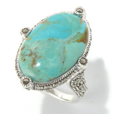 130-311 - Dallas Prince Sterling Silver Turquoise Ring Made w/ Swarovski&reg; Marcasite