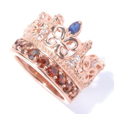 SS/RG VERM MULTI GEM CROWN RING