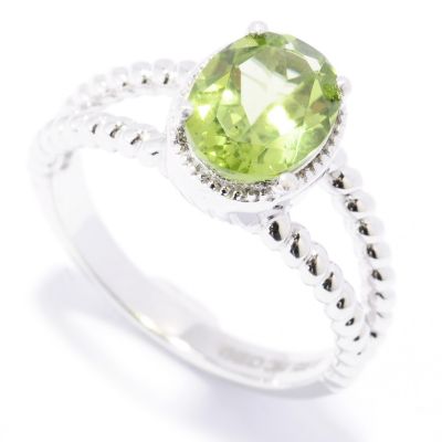 130-335 - Gem Insider Sterling Silver 1.50ctw Oval Shaped Peridot Split Shank Ring
