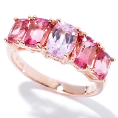 14K RG 5 STONE RING KUNZITE CENTER AND PINK TOURM SIDES