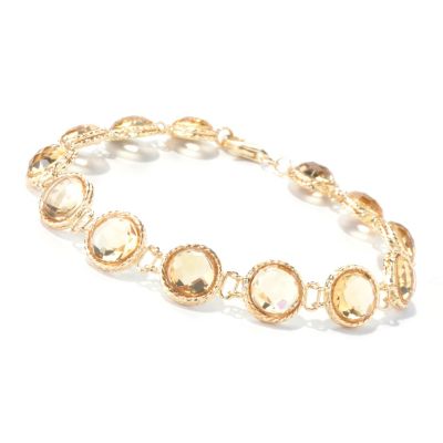 18K LINE BRACELET W/ FACETED GEMS