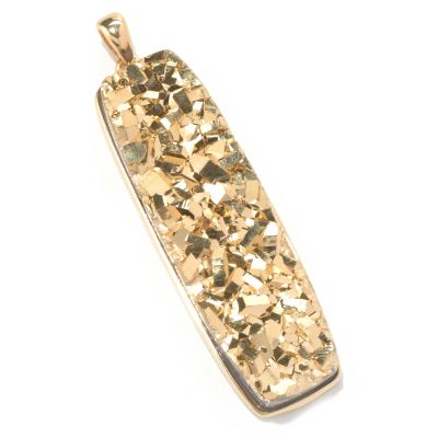 LARGE ELONGATED NUGGET PENDANT WITH GOLD DRUSY