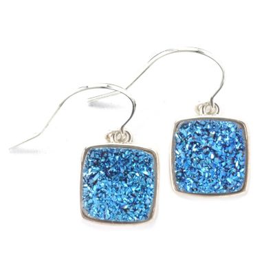130-364 - Gem Insider Sterling Silver 10mm Square Drusy Earrings 