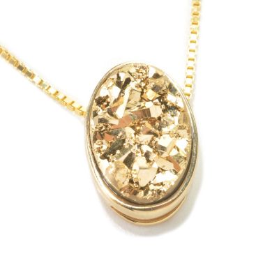 130-365 - Gem Insider Sterling Silver 15.75" Colored Oval Drusy Necklace