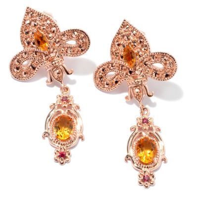 SS/RV EARRING WITH CITRINE, ORG SAPP, & MARC