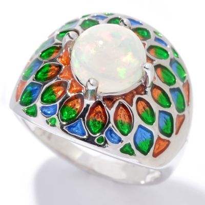 130-379 - NYC II 8mm Ethiopian Opal & Gradated Enamel Ring 