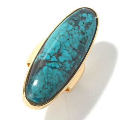 BRASS ELONGATED TURQ RING