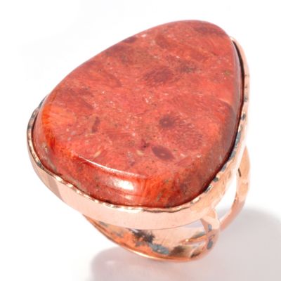 130-404 - Elements by Sarkash Copper 31 x 20mm Sponge Coral Split Shank Ring  