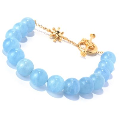 130-417 - Colette 8" Aquamarine & Black Spinel "Galaxia" Toggle Bracelet
