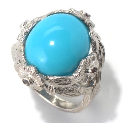 SS OVAL TURQ W/ PINK SAPP RING