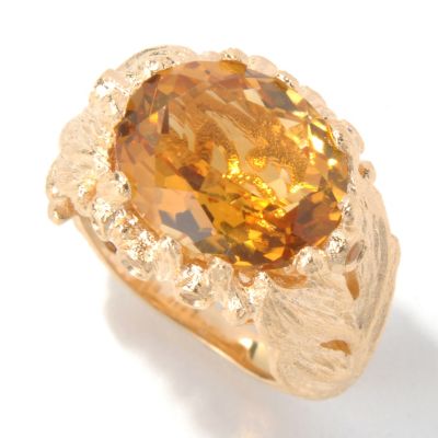 130-431 - Dallas Prince Designs 5.68ctw Citrine & Yellow Sapphire Oval East-West Leaf Ring 