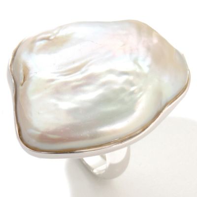 SS ABSTRACT WHITE COIN FWP RING