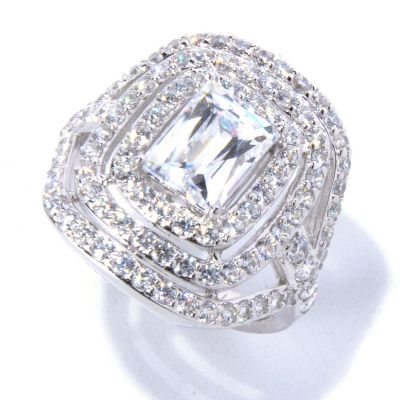 130-455 - TYCOON for Brilliante&reg; Platinum Embraced&trade; 3.32 DEW Rectangular Triple Halo Ring