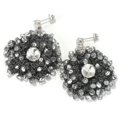130-491 - RUSH 2" Crocheted & Beaded Round Drop Earrings