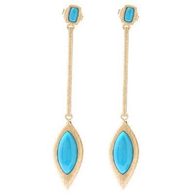 SS/18KV EAR SLEEPING BEAUTY TURQUOISE ELONGATED MARQUISE DROP
