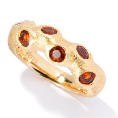 SS/18KV RING 6-STONE MADEIRA CITRINE BAND