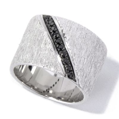 130-517 - Michelle Albala Black Spinel Brushed Cigar Band Ring 