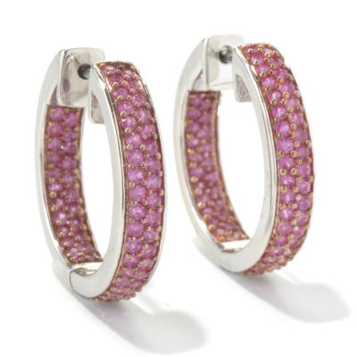 130-518 - Gem Treasures Sterling Silver 2.06ctw Sapphire Inside-out Hoop Earrings