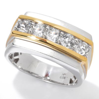 MEN'S - SS/PALL RING WHITE TOPAZ BAND