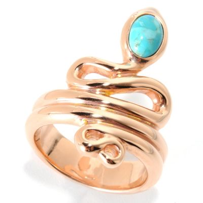 130-530 - Portofino Gold Embraced&trade; 7 x 5mm Turquoise Snake Ring 