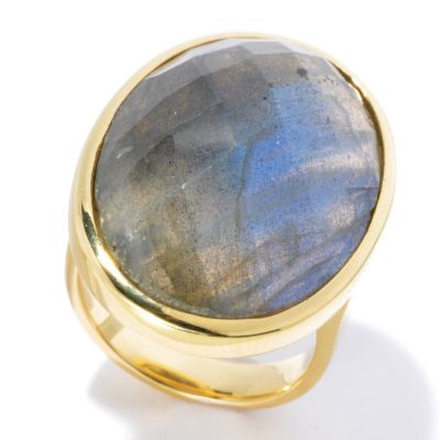 130-538 - Portofino Gold Embraced&trade; 25 x 18mm Faceted Labradorite Ring 