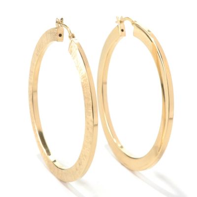 SS/18KGP EAR DOUBLE TEXTURE SQUARE-EDGE HOOP