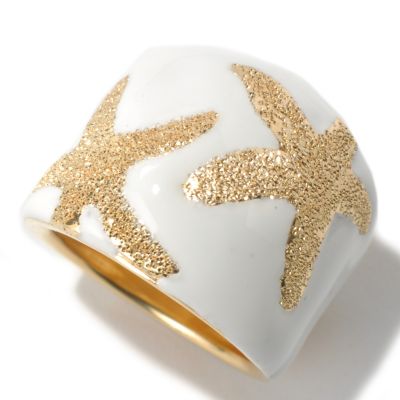 130-548 - Portofino Gold Embraced&trade; White Enamel Starfish Design Band Ring 