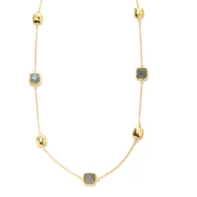 130-549 - Portofino Gold Embraced&trade; 28'' Labradorite & Polished Cube Station Necklace 