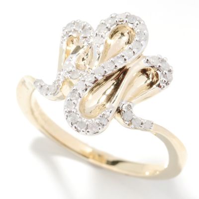 130-551 - Southport Diamonds Sterling Silver & 14K Vermeil 0.25ctw Diamond Wave Ring 