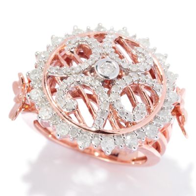 SS/ROSE VERMEIL WHITE DIAMOND OVAL RING